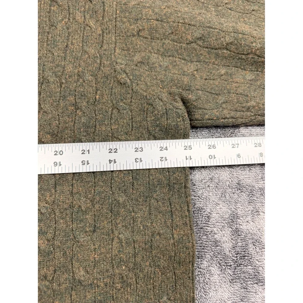 Polo Ralph Lauren Cable Knit Sweater Mens Large Green 100% Lambswool Crewneck